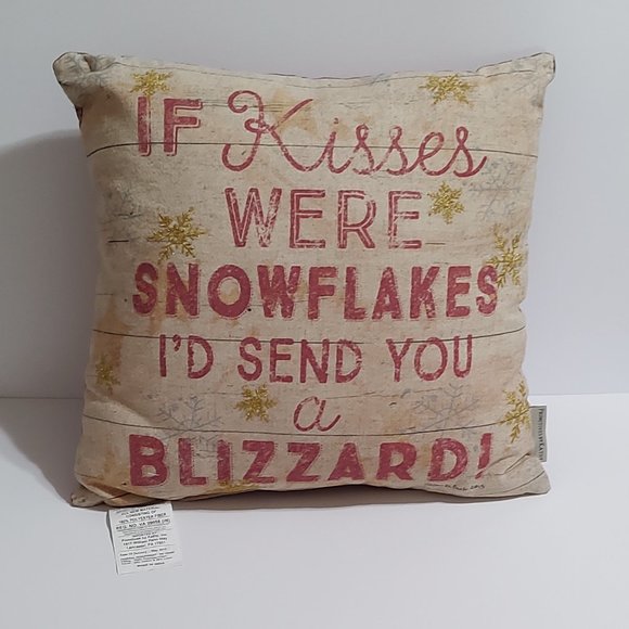 If Kisses Were Snowflakes Pillow - 15 Inch Square Decorative Throw Pillow - Picture 2 of 3